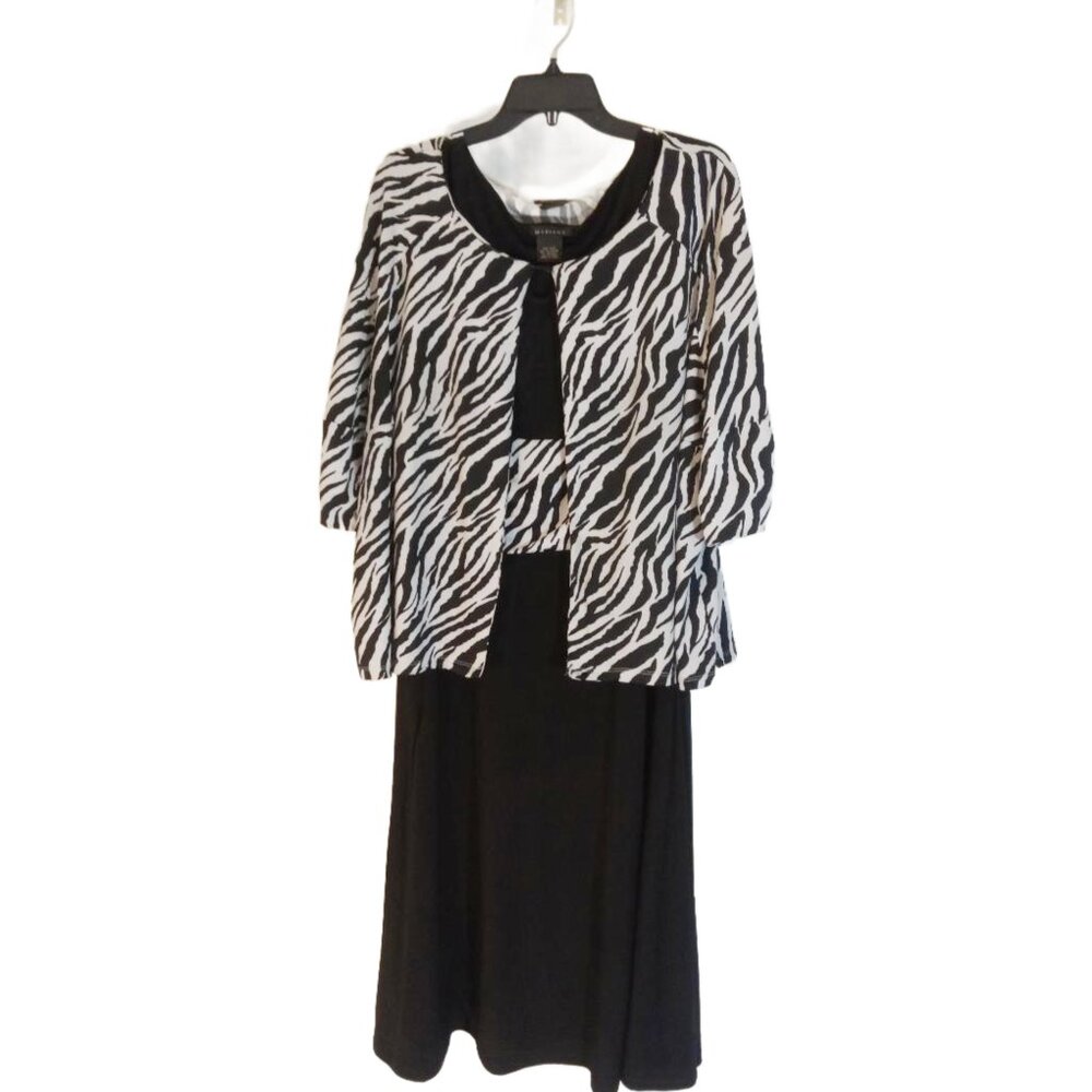 Mariage Zebra Print Dress Women's Size 22W Black White Cover Top With Free Gift